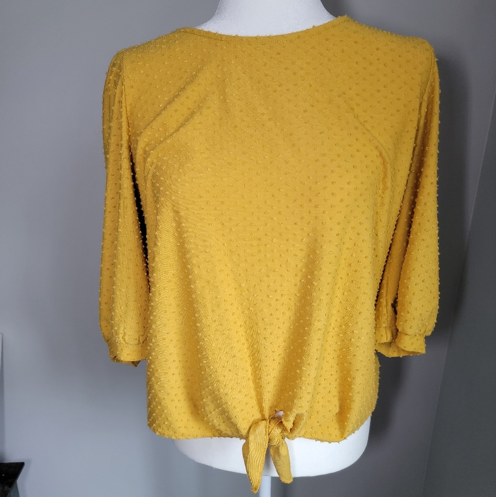 Mustard Yellow front Tie Blouse - large